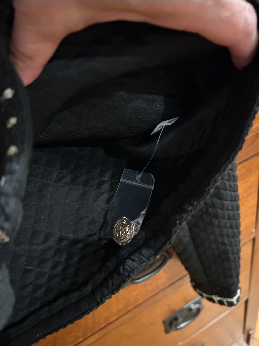 Black Quilted Crop Jacket with Gold Buttons - Picture 4 of 8